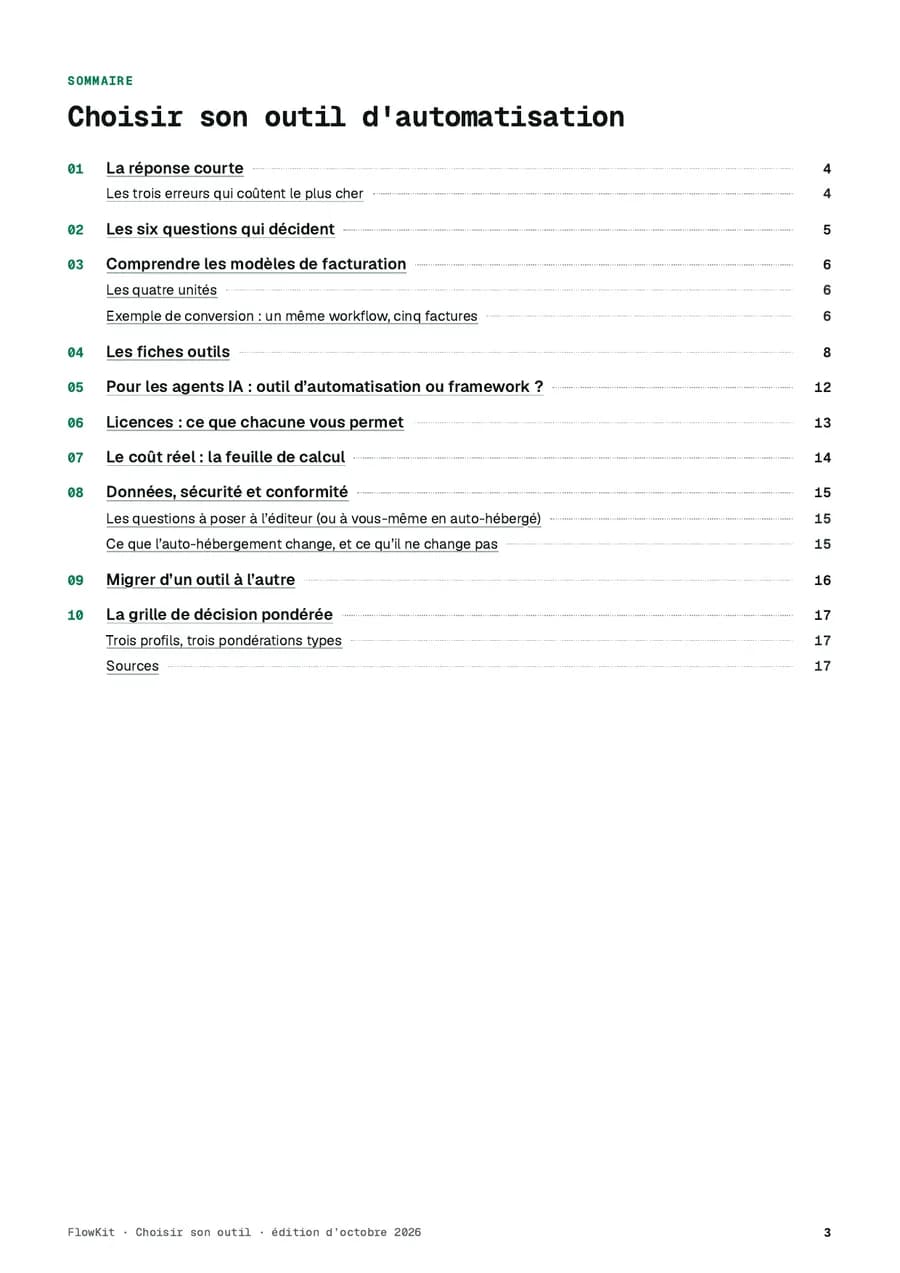 Page de sommaire du guide « Choisir son outil d'automatisation »