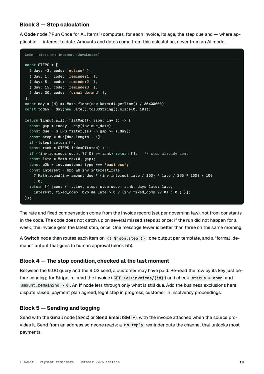 An inside page of the guide “Automated Payment Reminders”