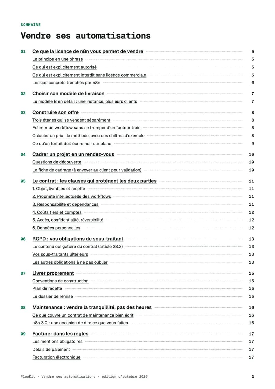 Page de sommaire du guide « Vendre ses automatisations »