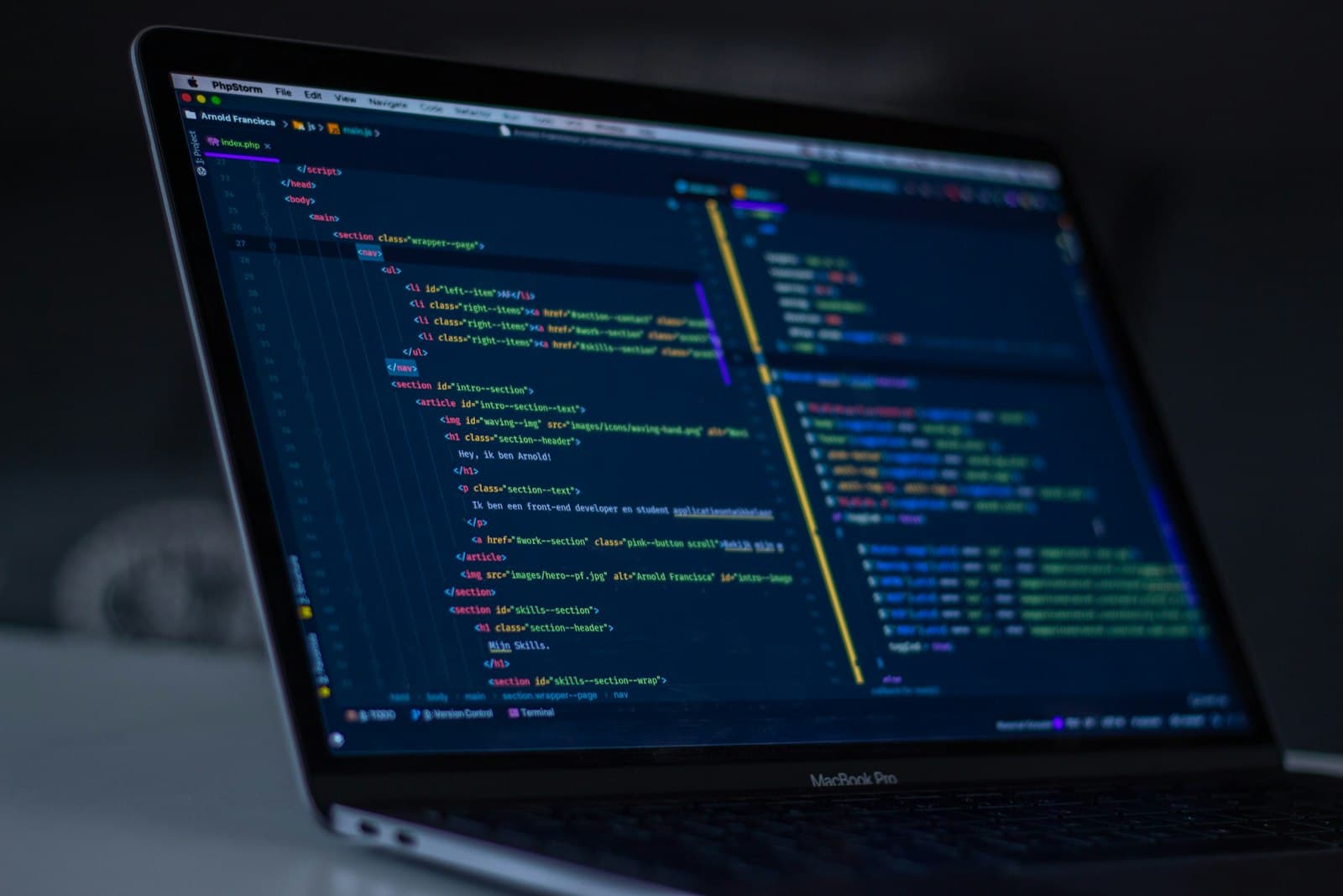 Computer screen showing source code in an editor